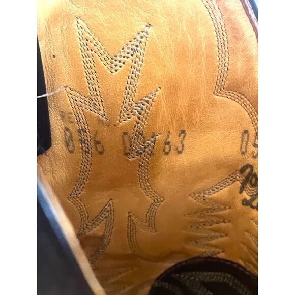 Tony Lama #05226 Black Leather Ostrich Toe Western Pointed Men’s Boots SZ 7.5 EE - Picture 10 of 13